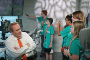 Students at a news station