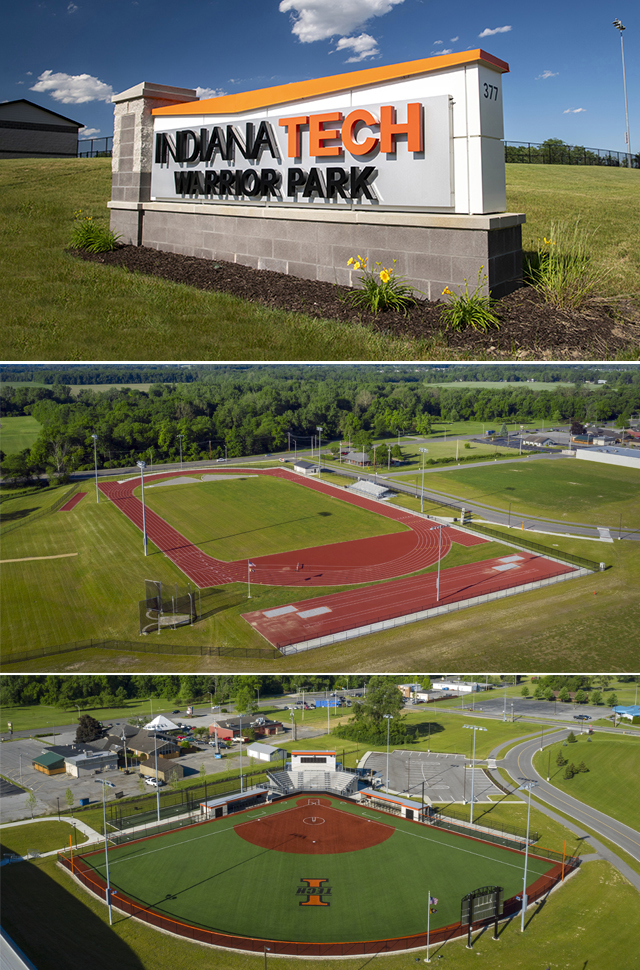 warrior park collage warrior park collage showing sign, track and softball field